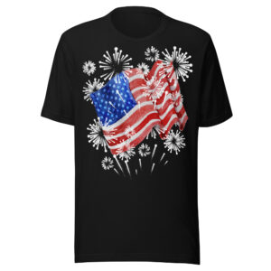 Patriotic 4th of July Fireworks Flag Tee