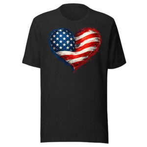 American Flag Heart T-Shirt – Patriotic USA Love Tee