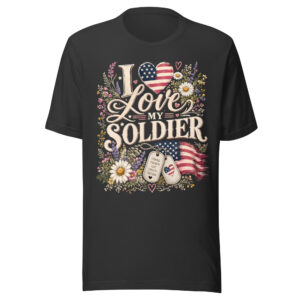 Love My Soldier American Flag Floral T-Shirt