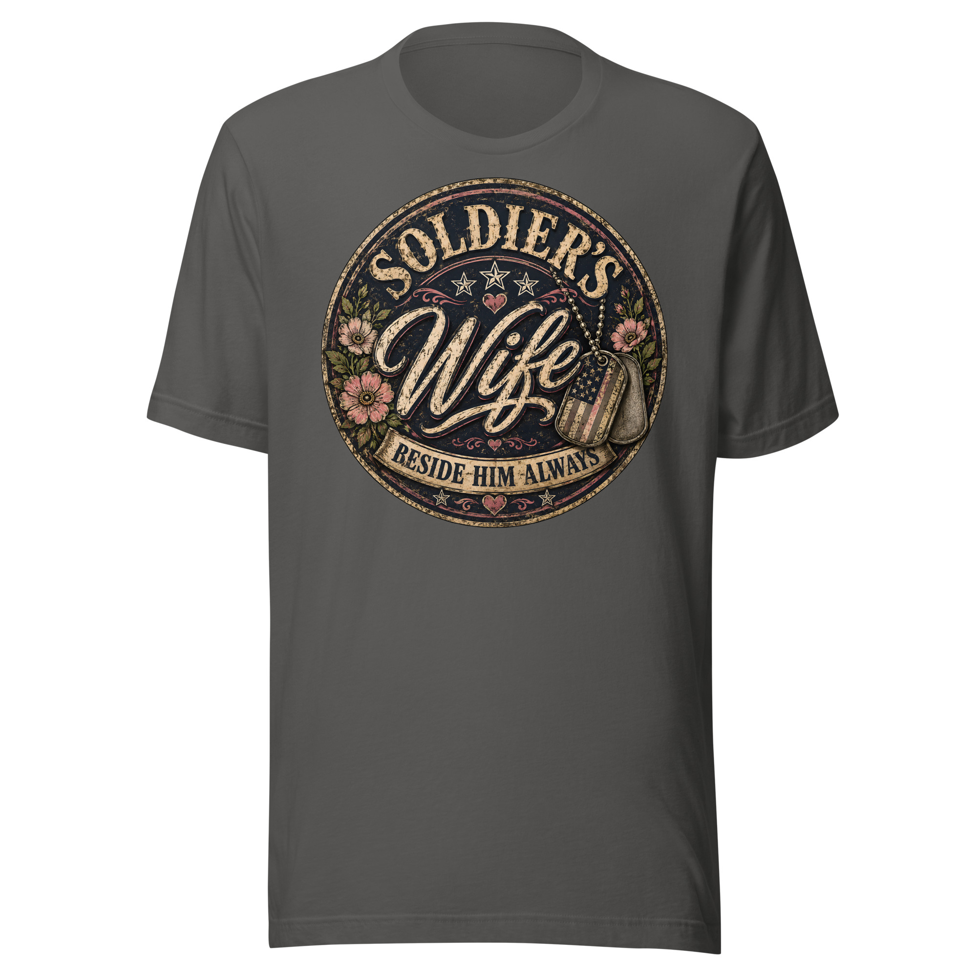 Soldier's Wife Beside Him Always Patriotic Military Family Graphic T-Shirt - Image 4