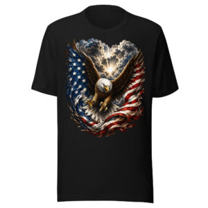 Majestic American Bald Eagle Patriotic Flag Graphic T-Shirt