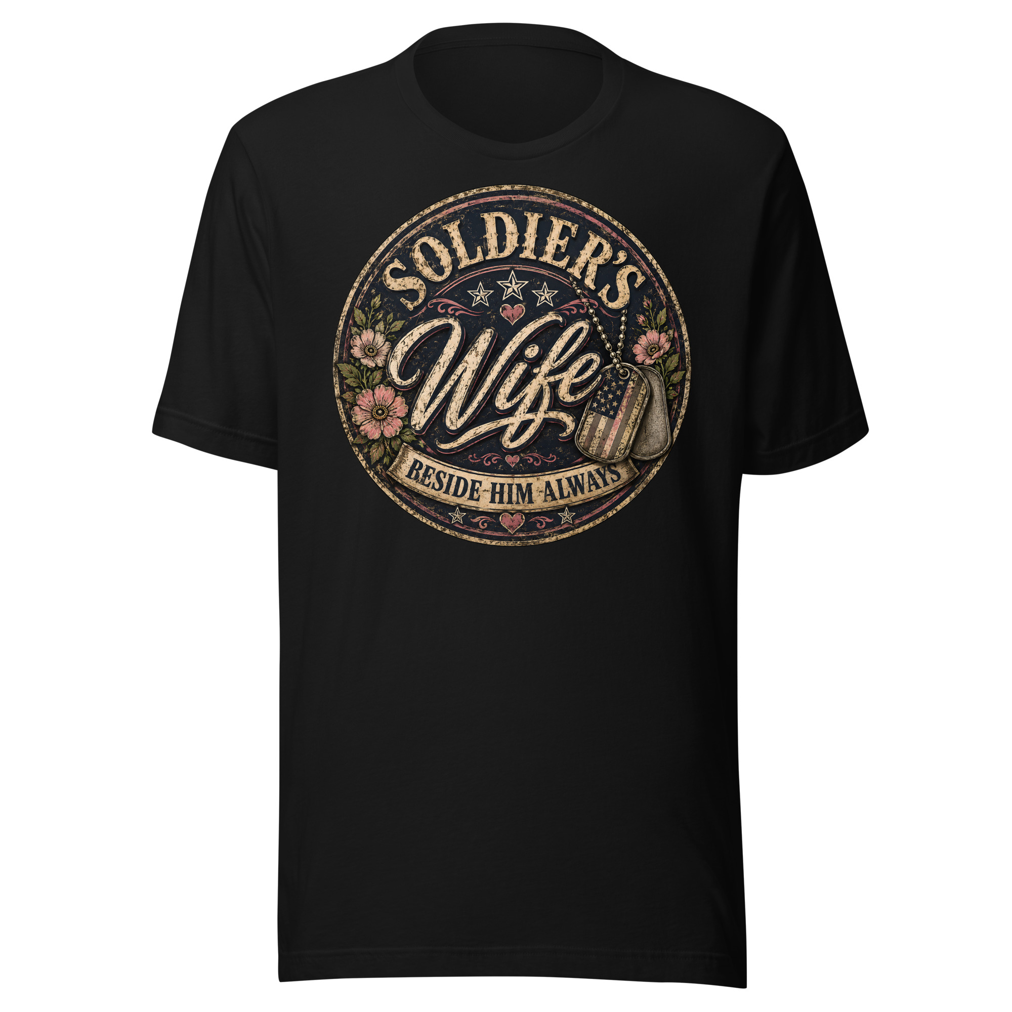 Soldier's Wife Beside Him Always Patriotic Military Family Graphic T-Shirt