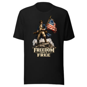 Freedom Isn't Free Patriotic Minuteman American Flag Revolutionary War T-Shirt