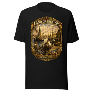 Land of Freedom New York Harbor 1880 Heritage T-Shirt